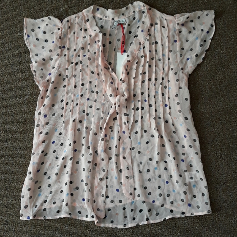 Dot printed tie neck blouse